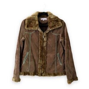 Vintage Y2K Cappuccino Faux Fur Suede Jacket Size Small
